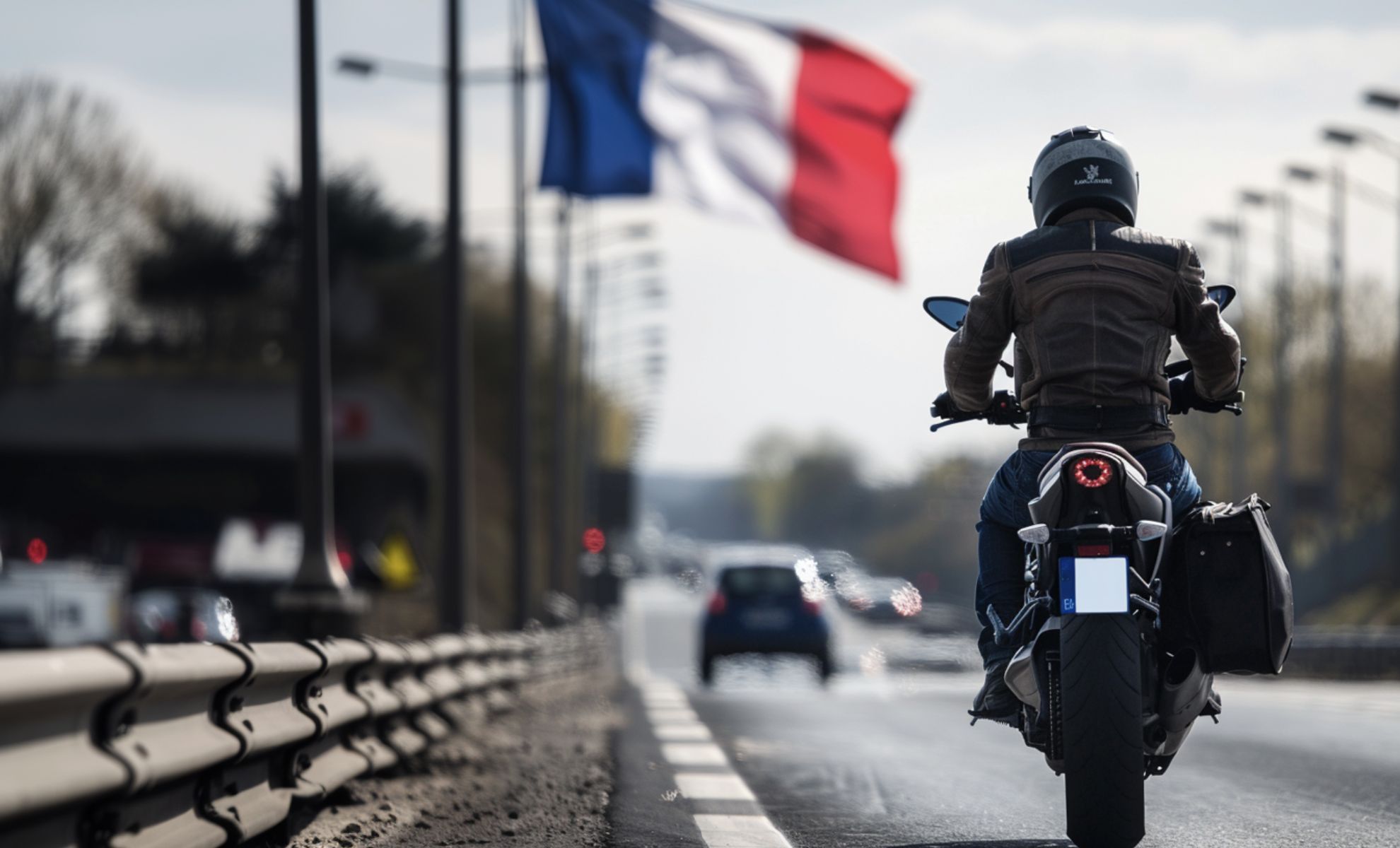 Un motard sur une route française