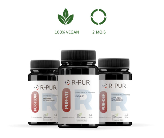 3 boîtes de compléments alimentaires contre la pollution de l'air de la marque R-PUR